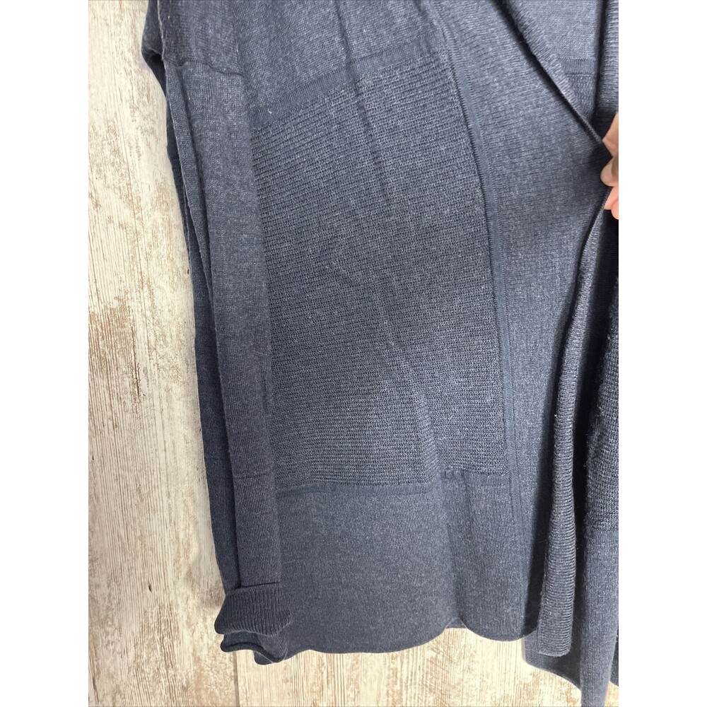Lululemon Merino Wool-Blend Ribbed Long Sleeve Wrap Sweater Cardigan Blue Sz 8 - Picture 9 of 16